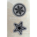 personalized design cute star shape and snowflake shape microfiber jeans leather label